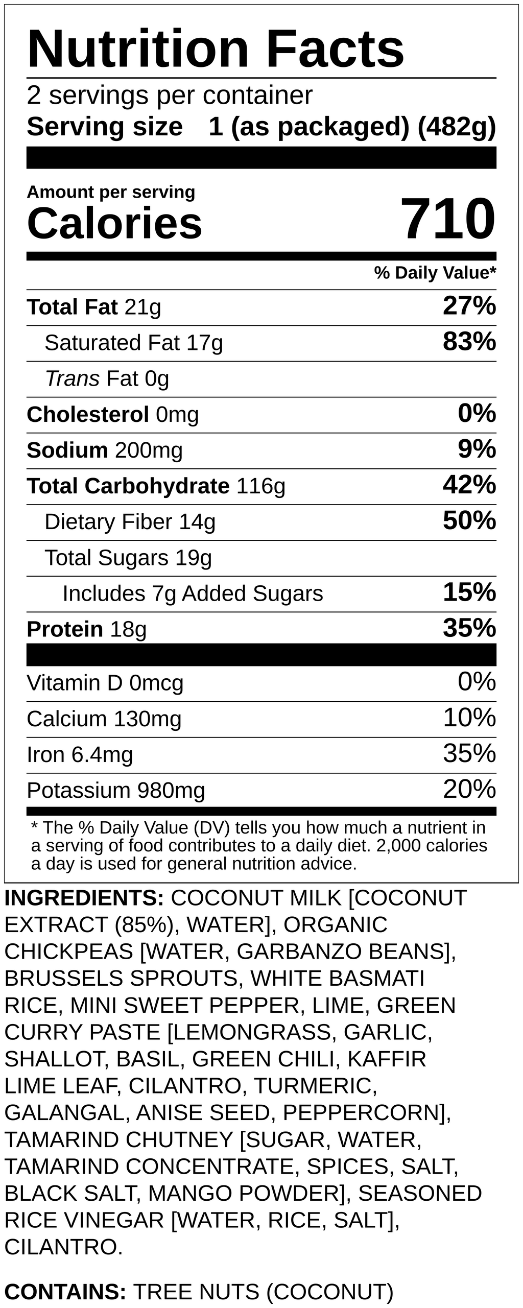 Nutrition label