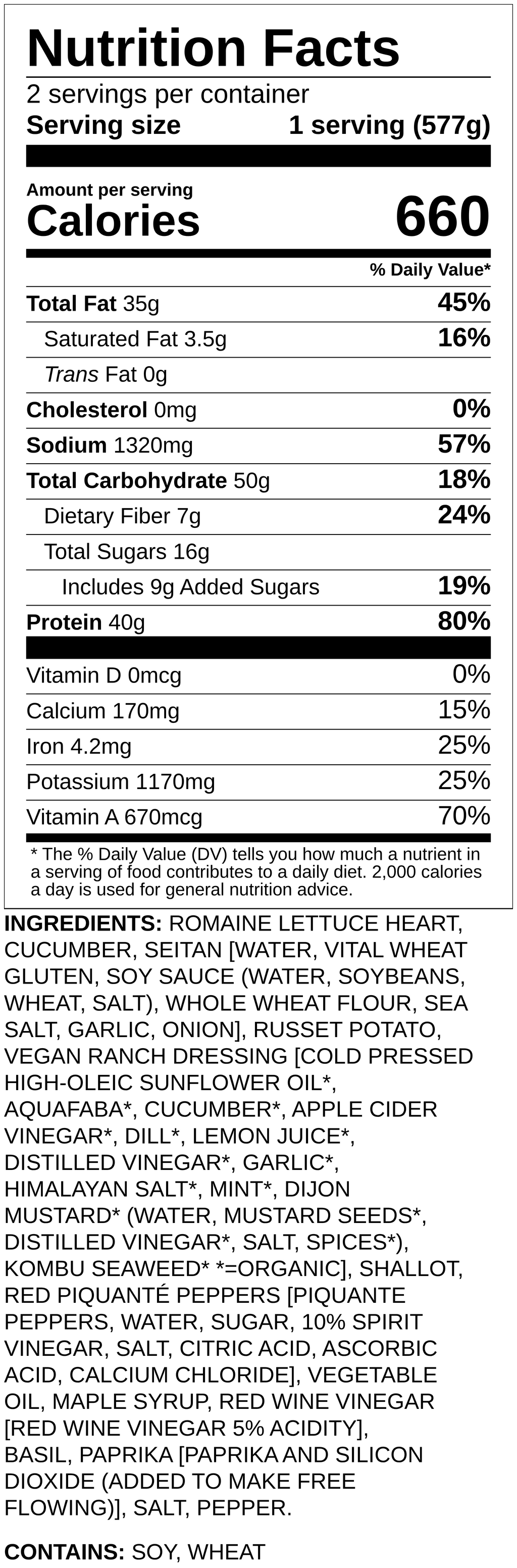 Nutrition label