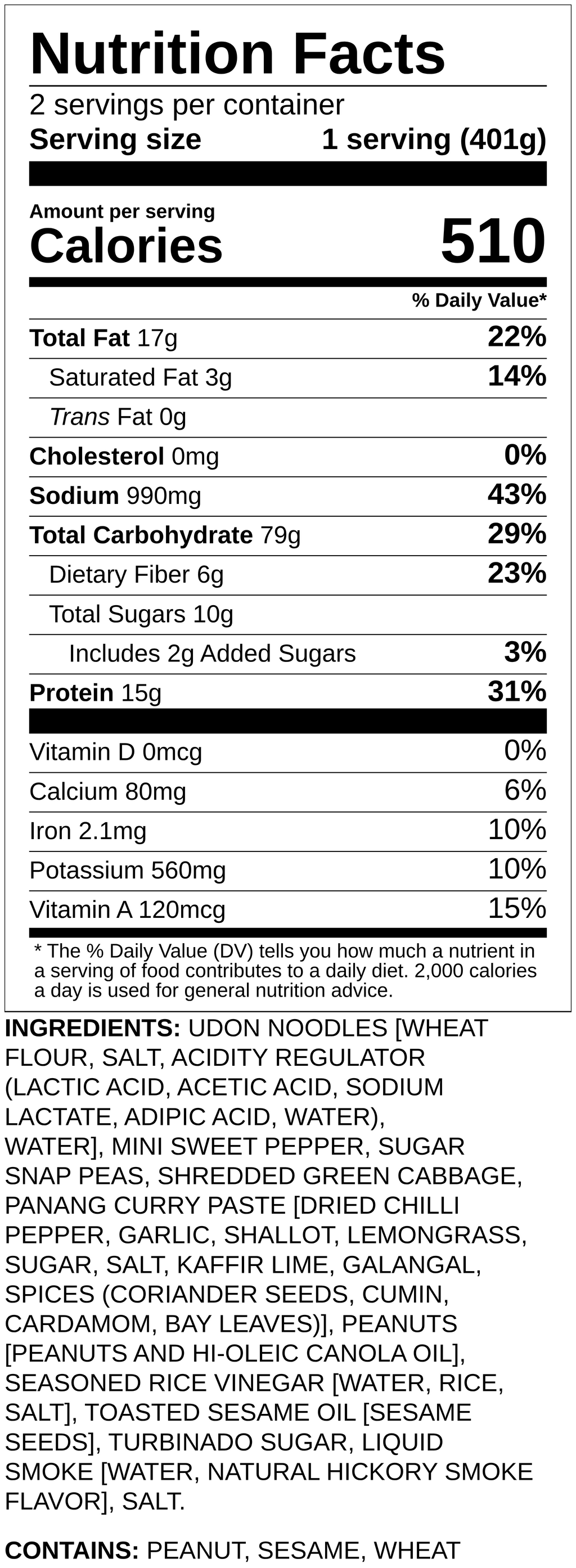Nutrition label