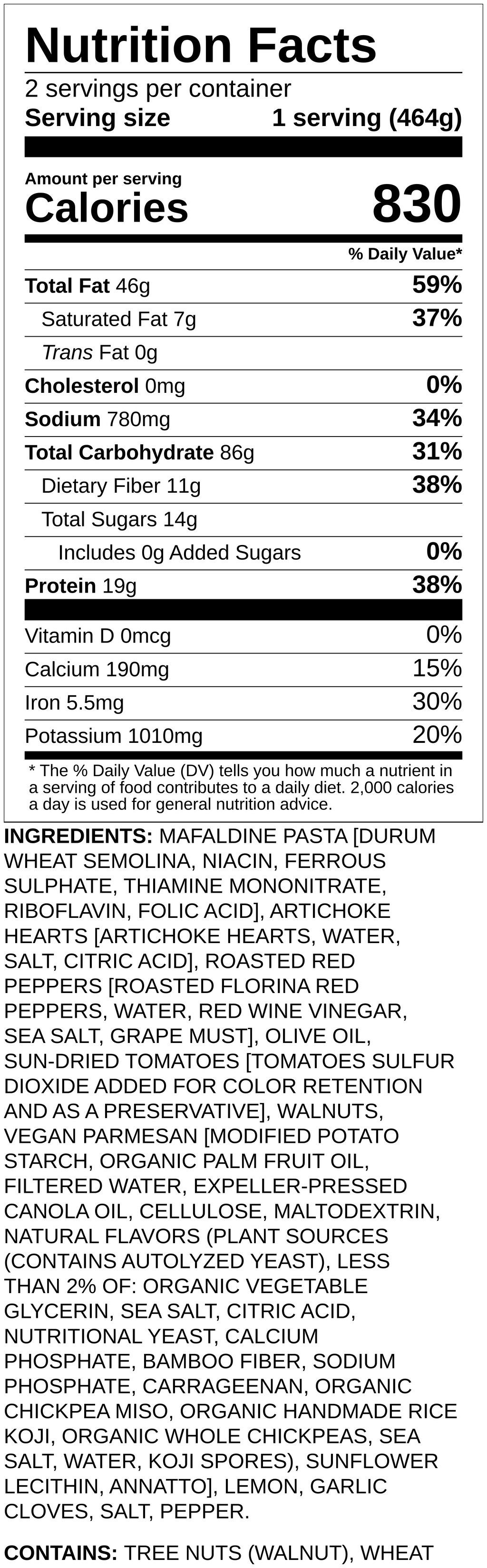 Nutrition label