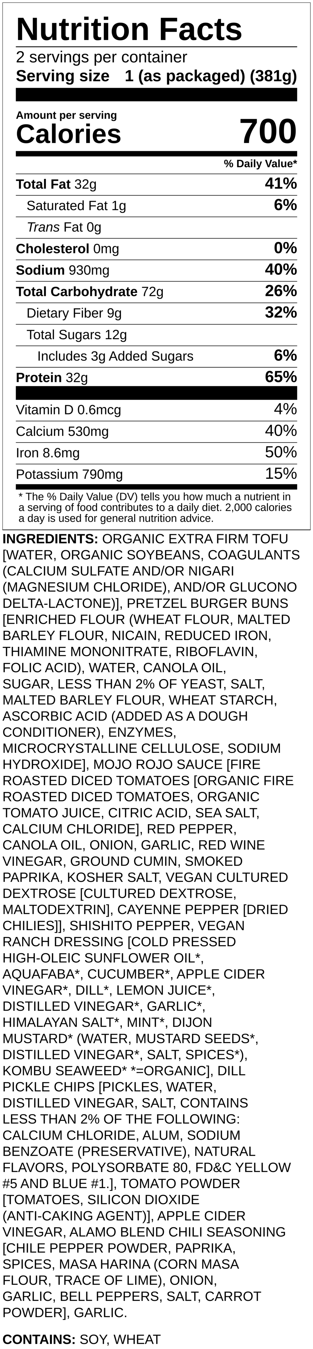 Nutrition label