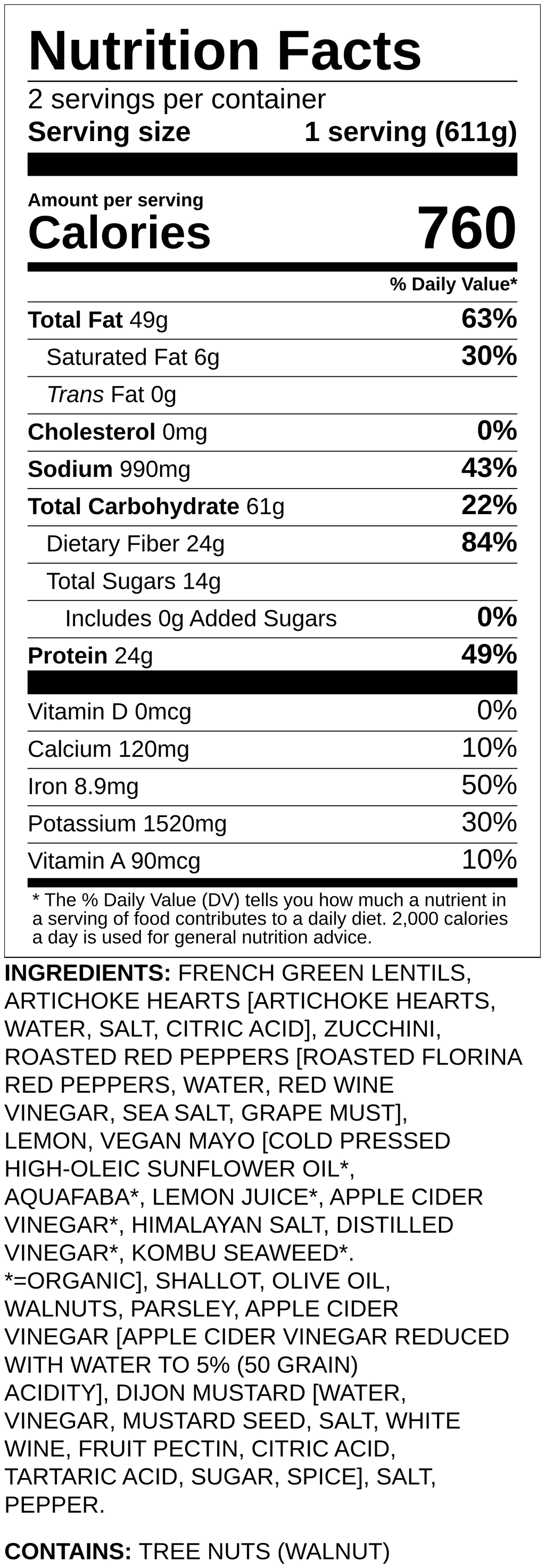 Nutrition label