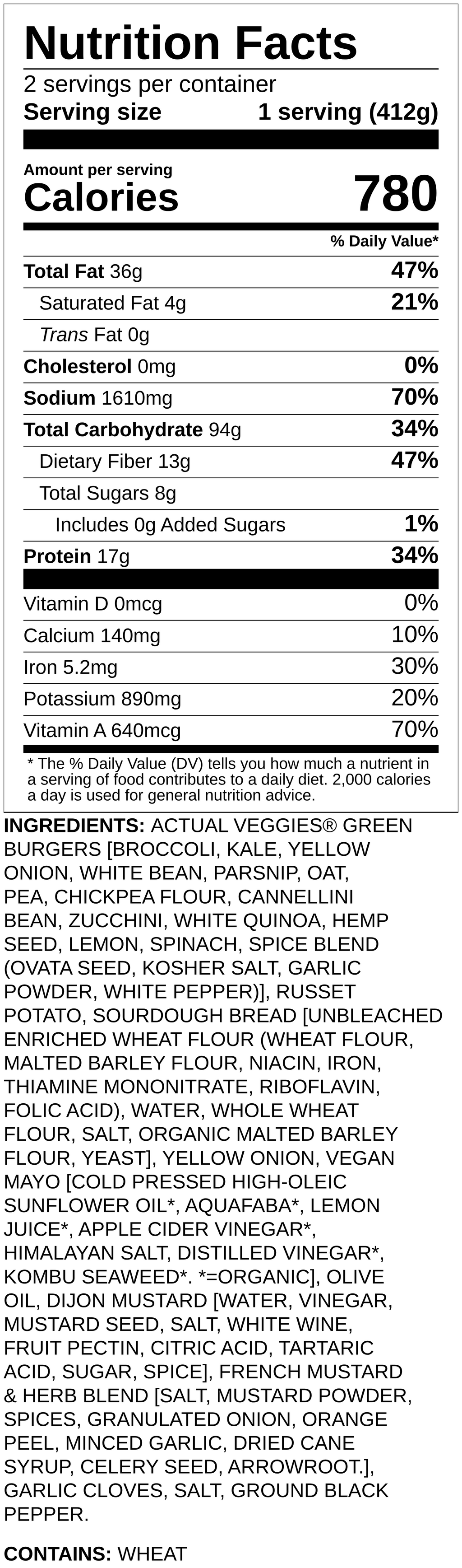 Nutrition label
