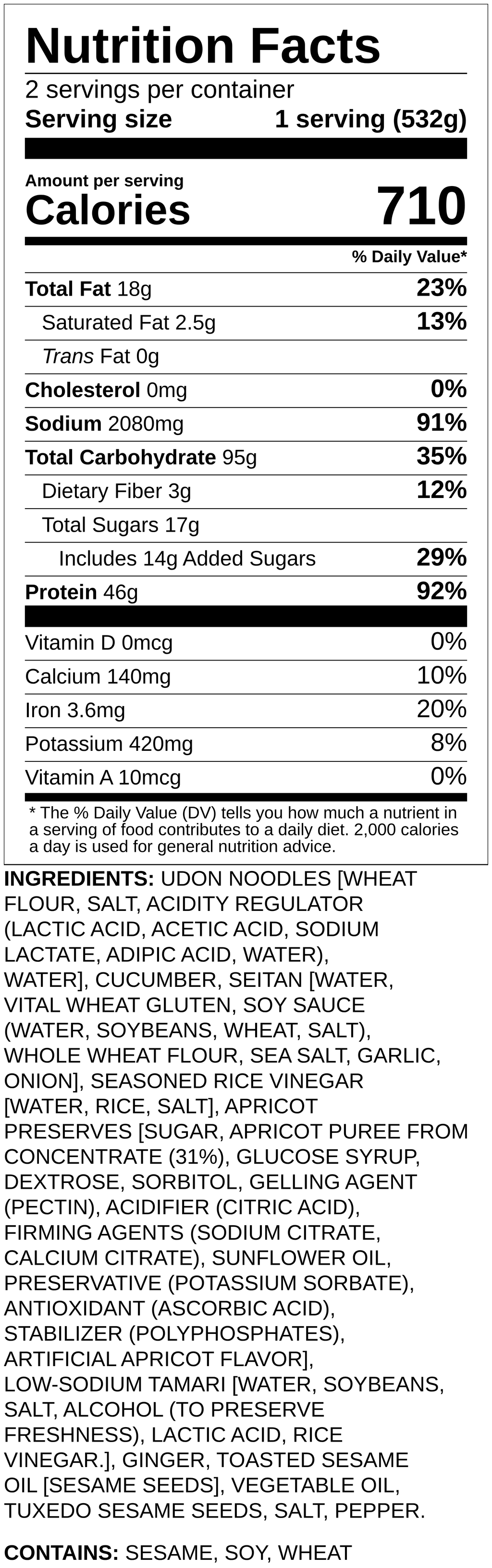 Nutrition label