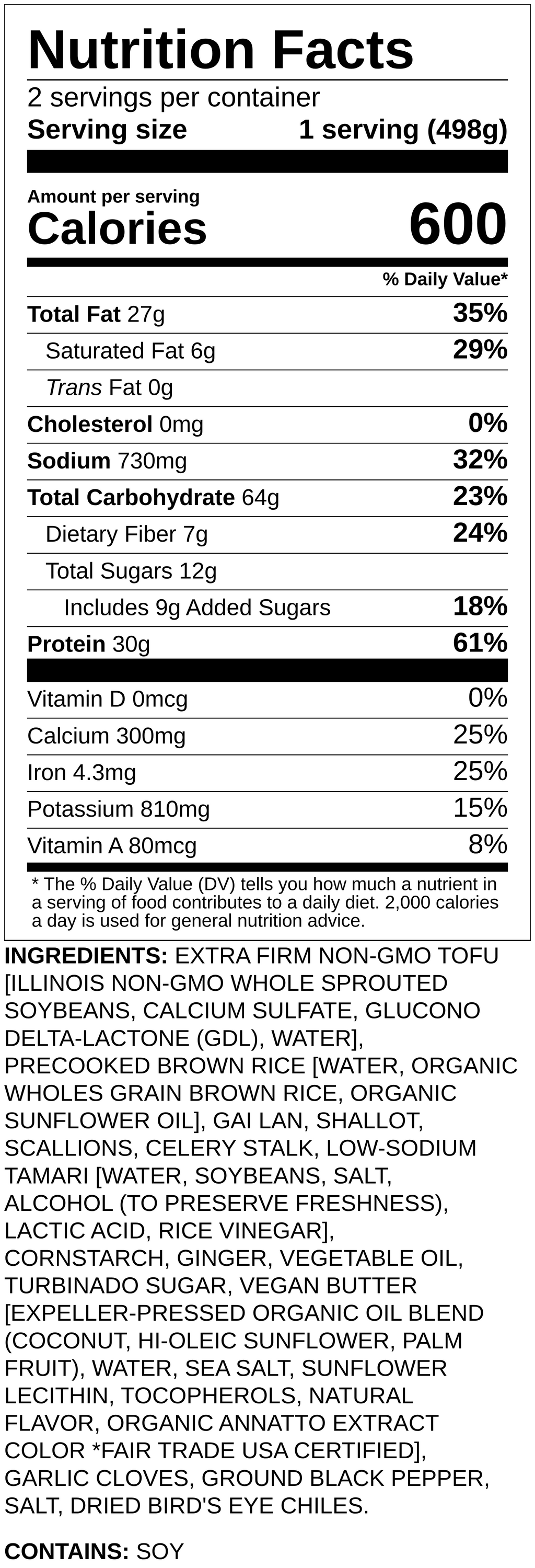 Nutrition label