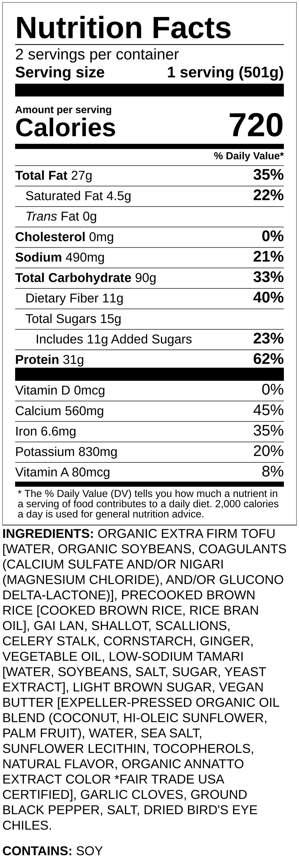 Nutrition label