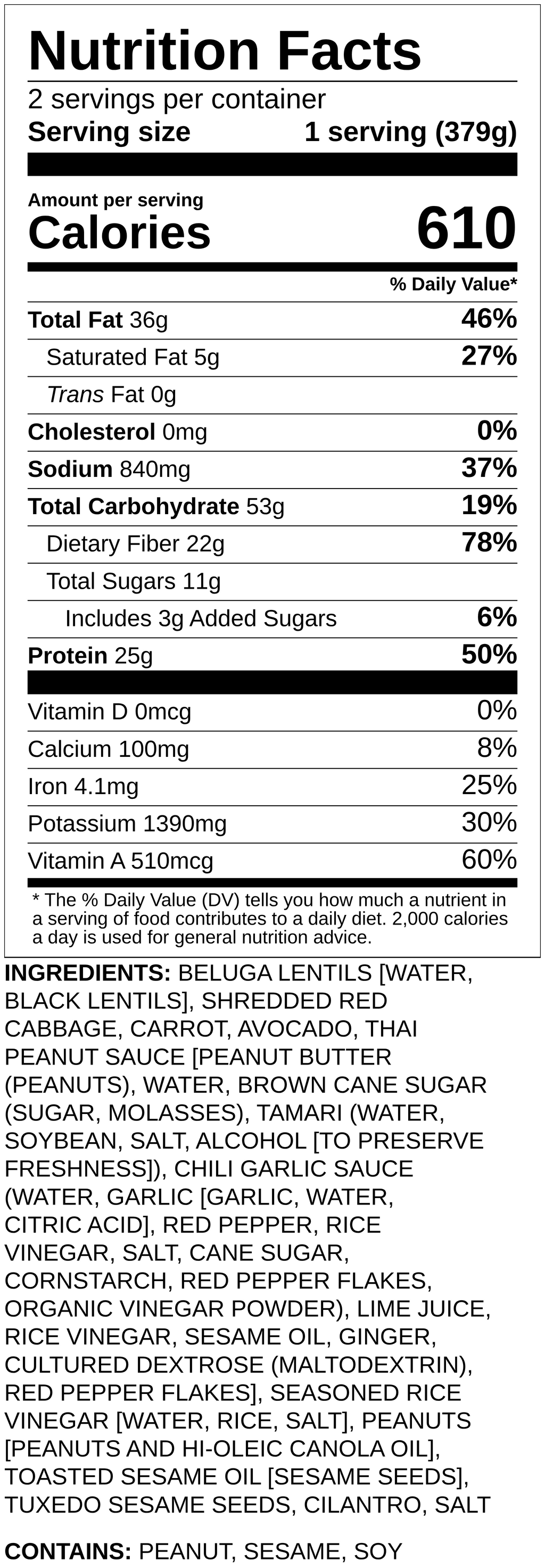 Nutrition label