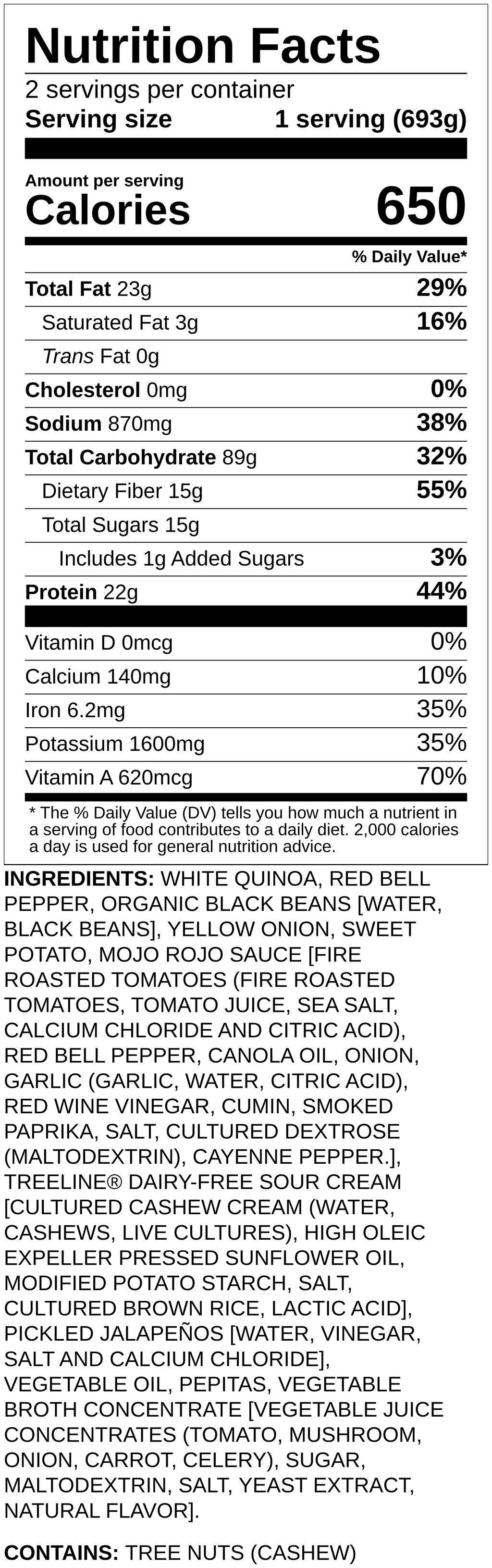 Nutrition label
