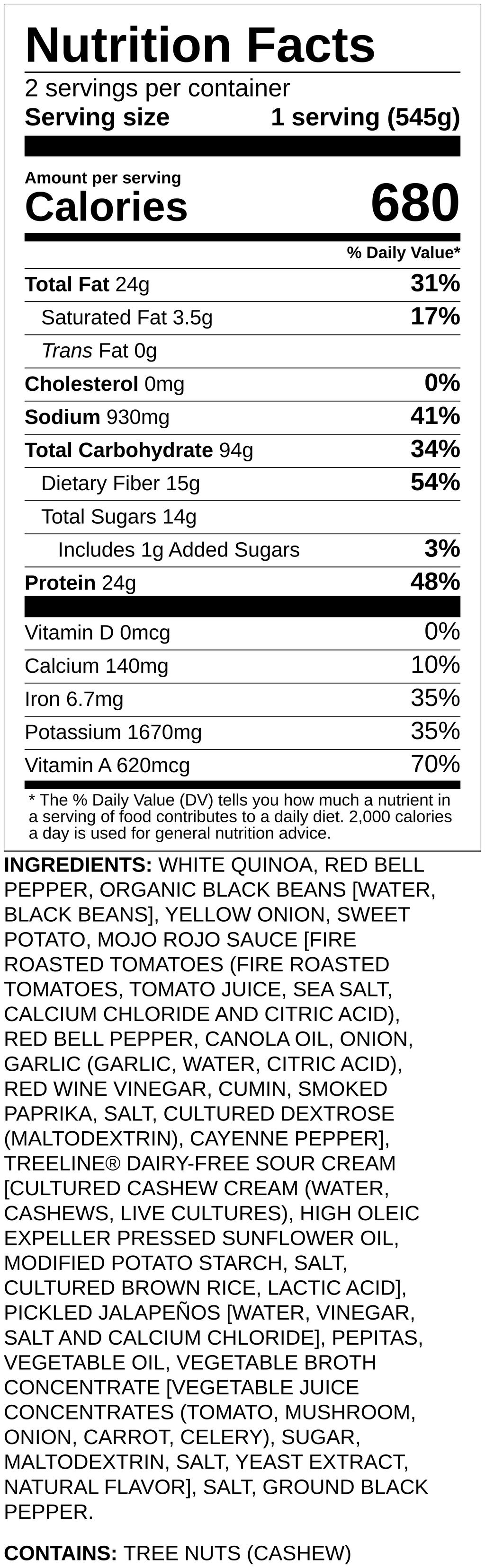 Nutrition label