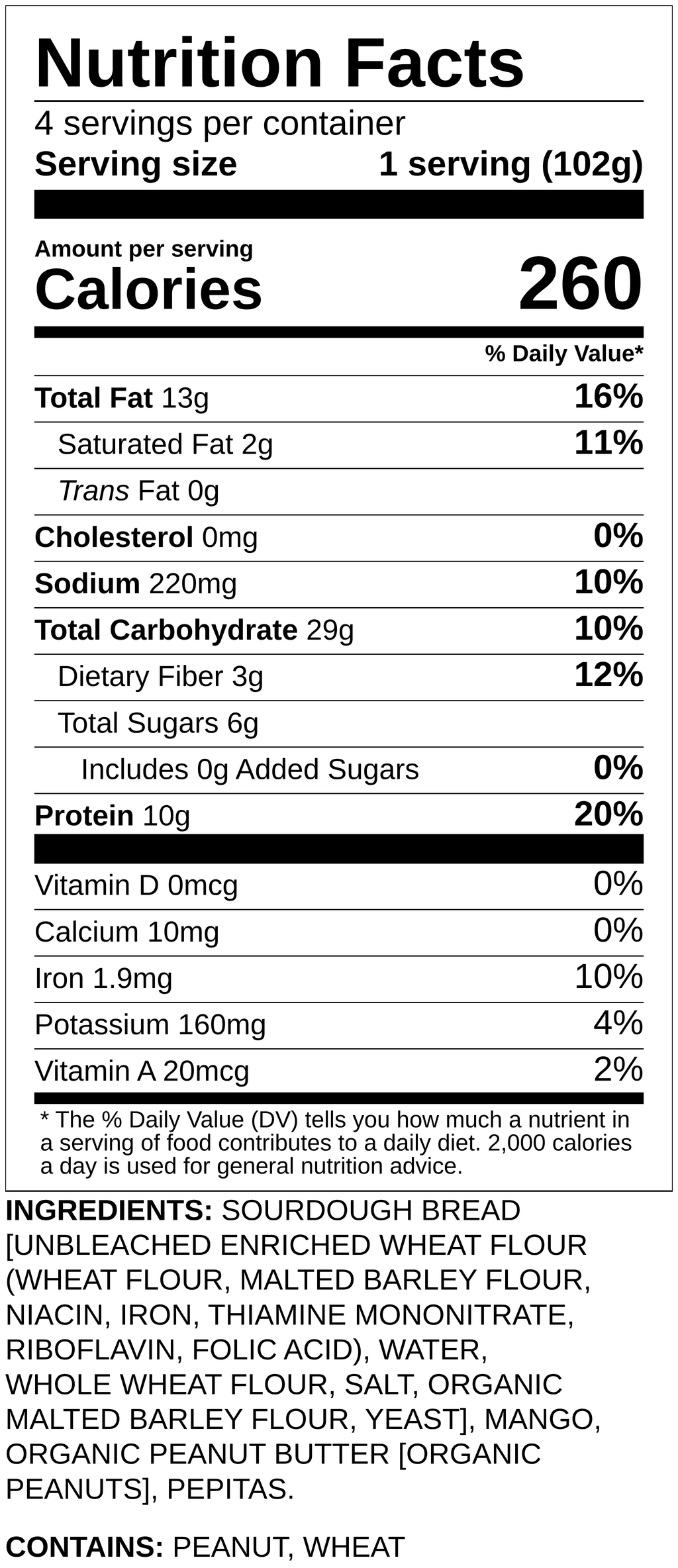 Nutrition label