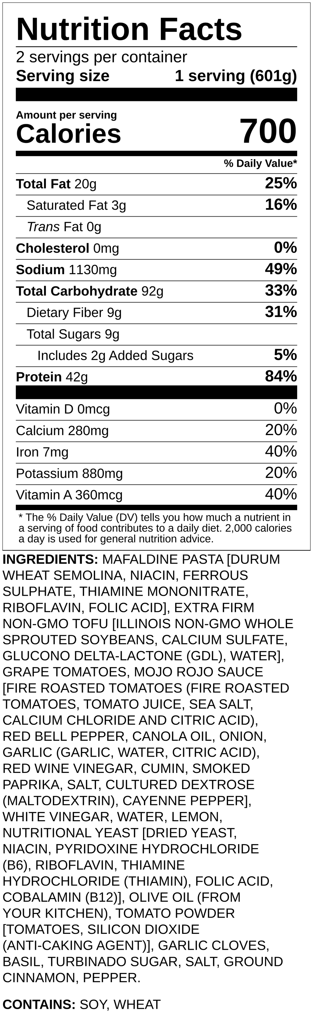 Nutrition label