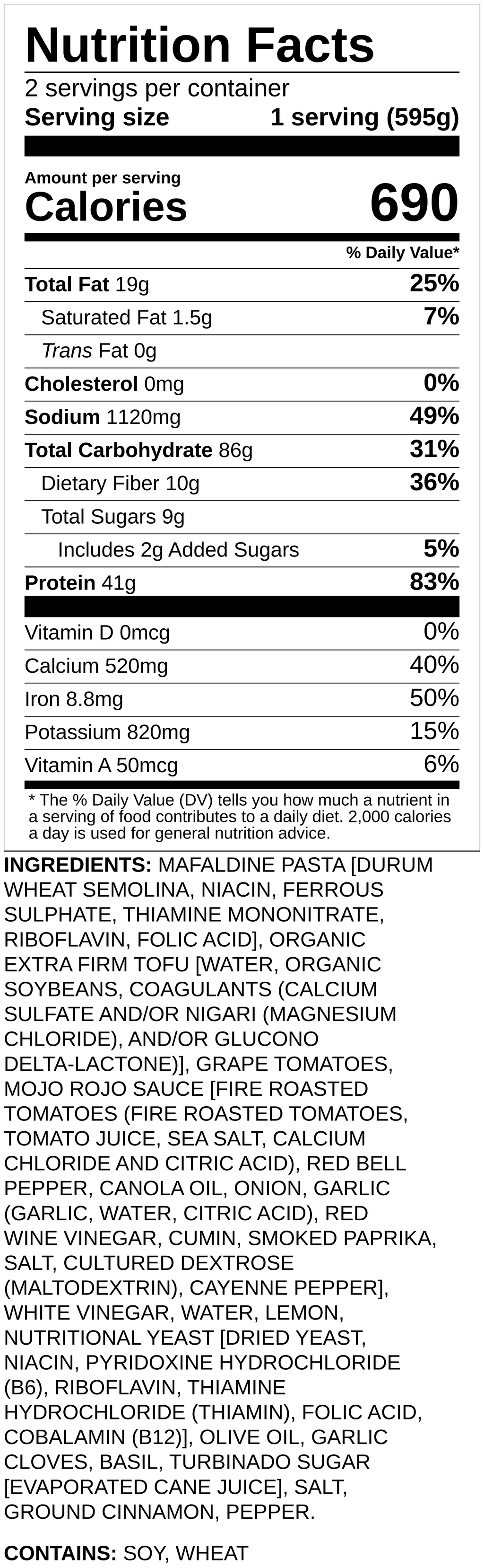 Nutrition label