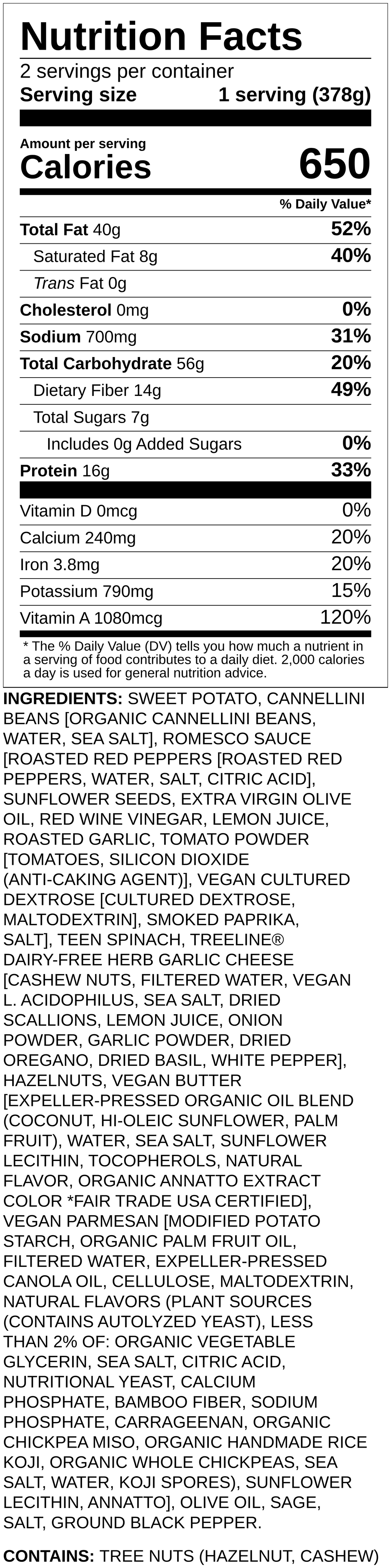Nutrition label