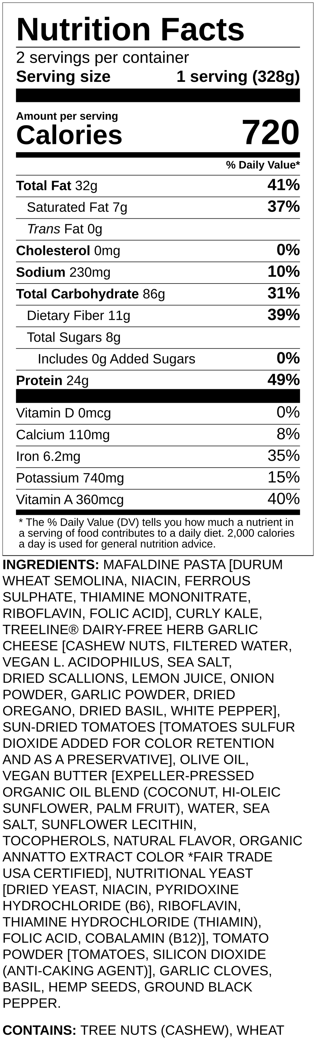 Nutrition label