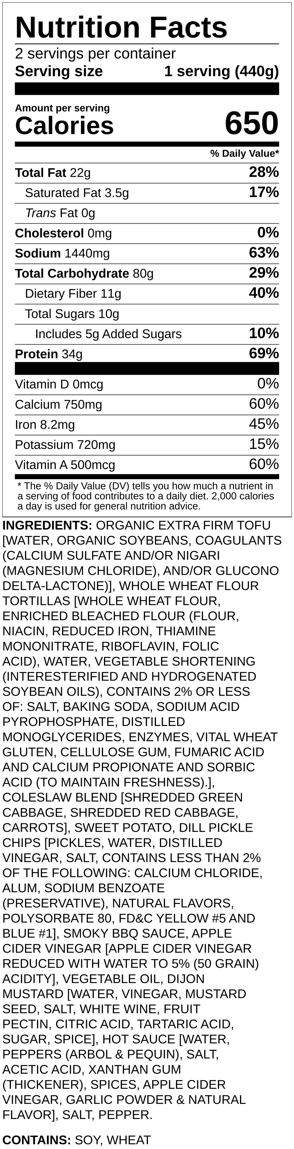 Nutrition label