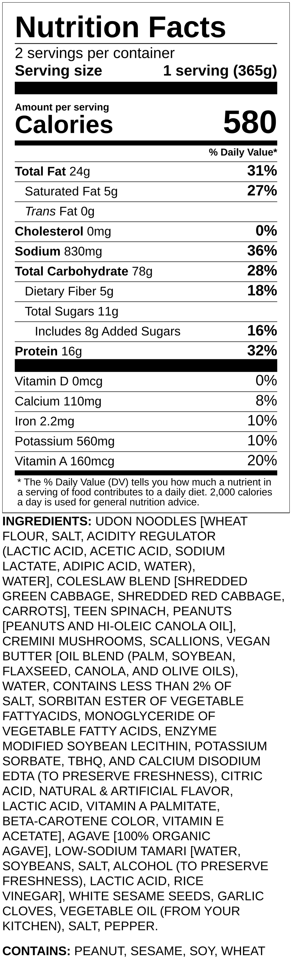 Nutrition label