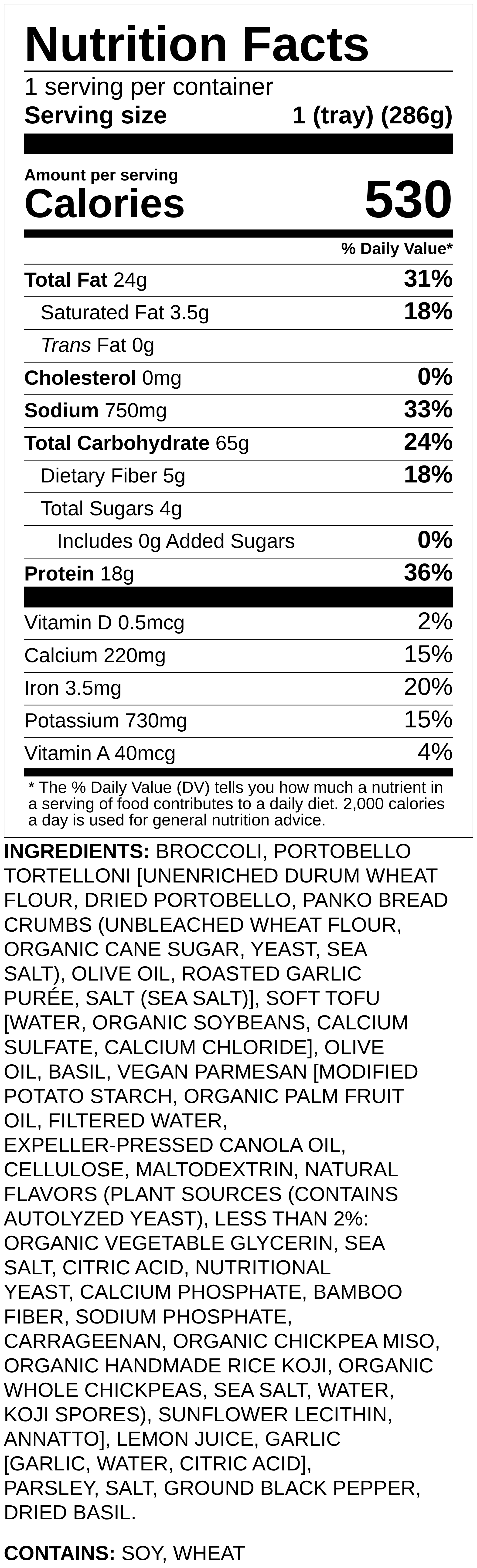 Nutrition label