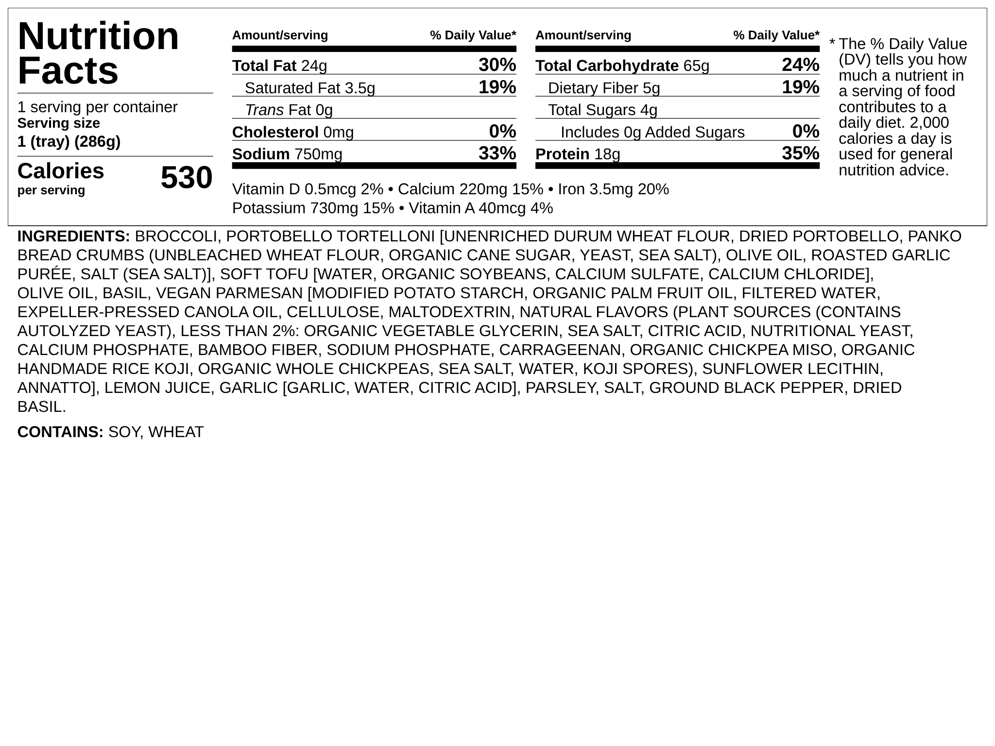 Nutrition label