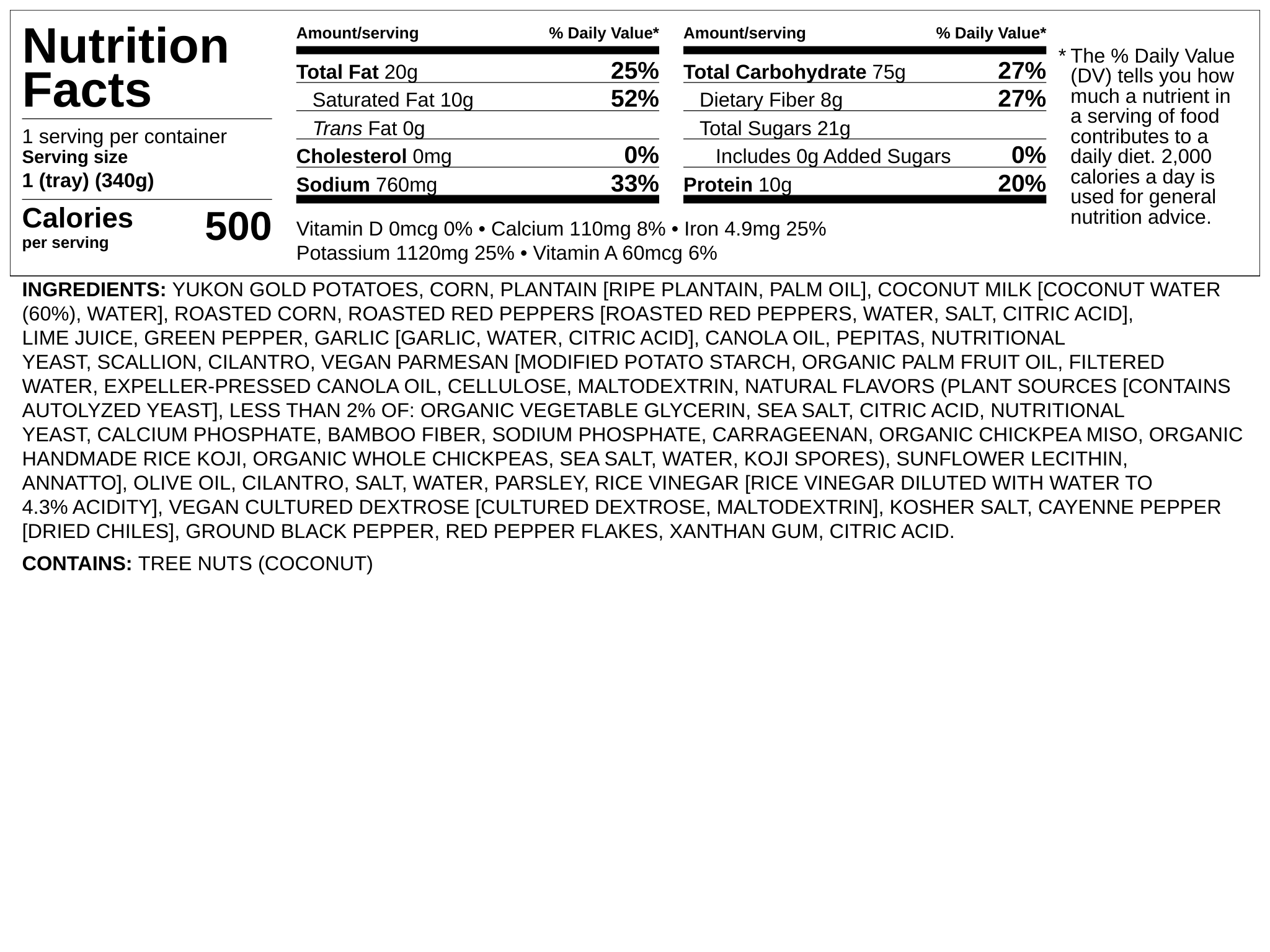 Nutrition label