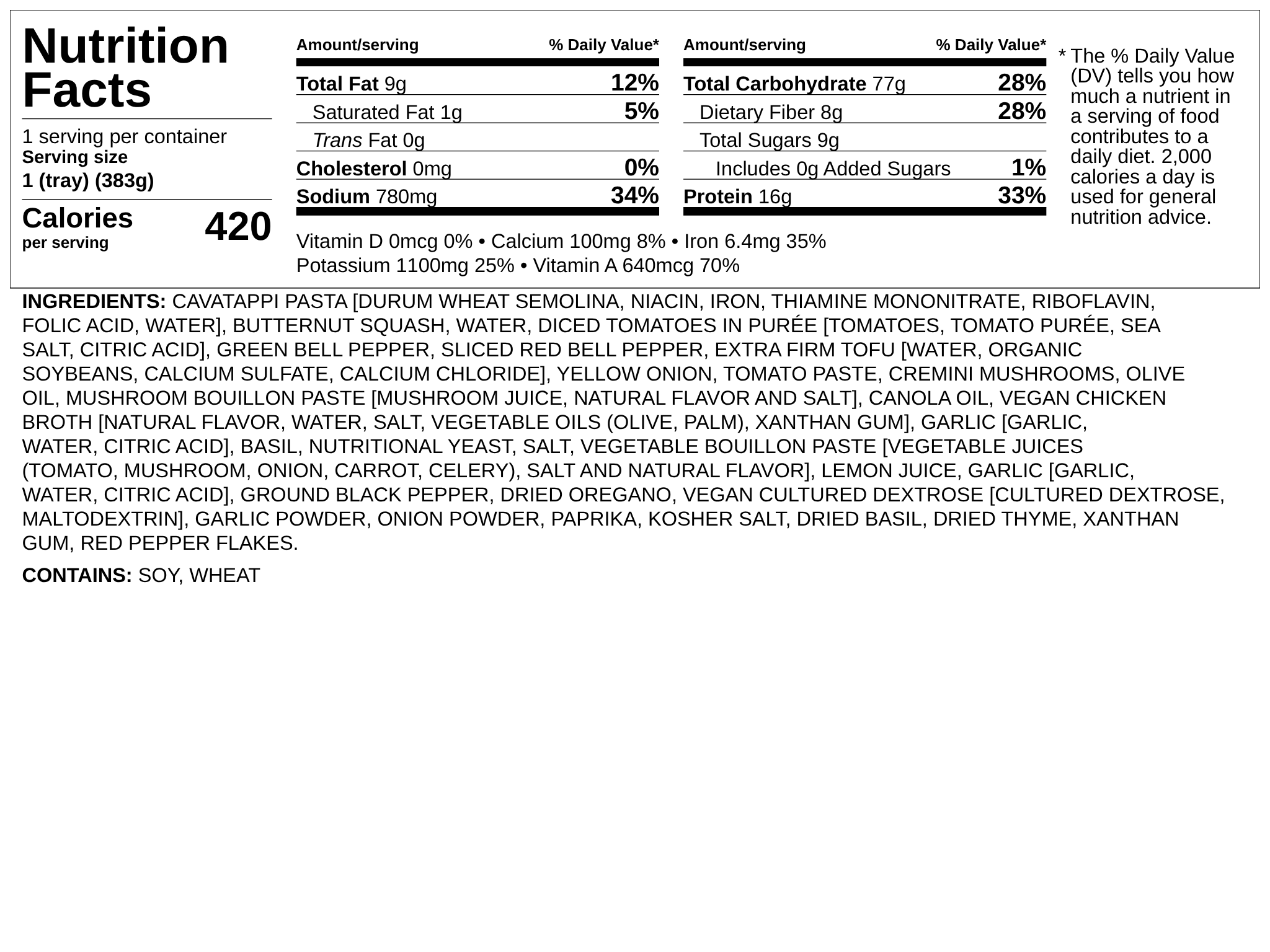 Nutrition label