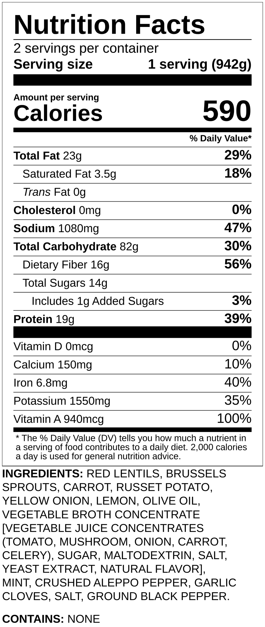 Nutrition label