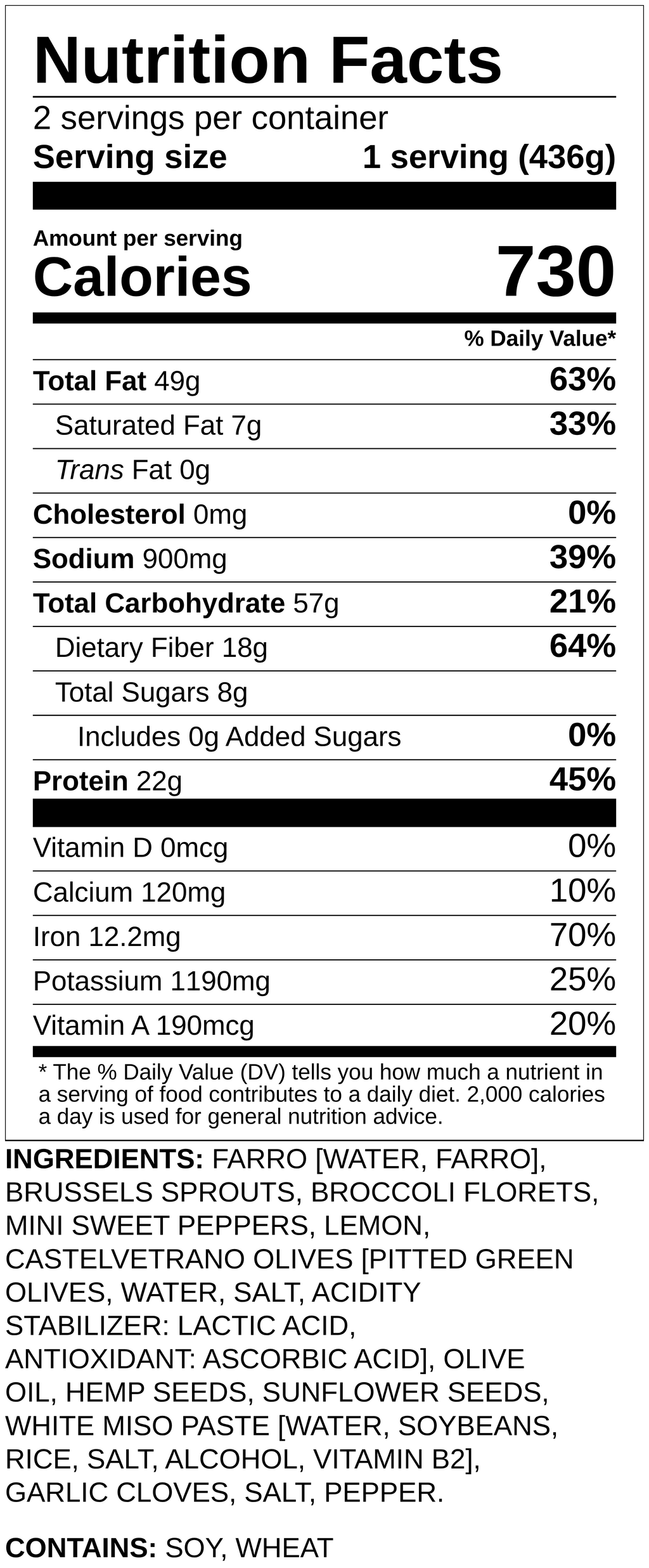 Nutrition label