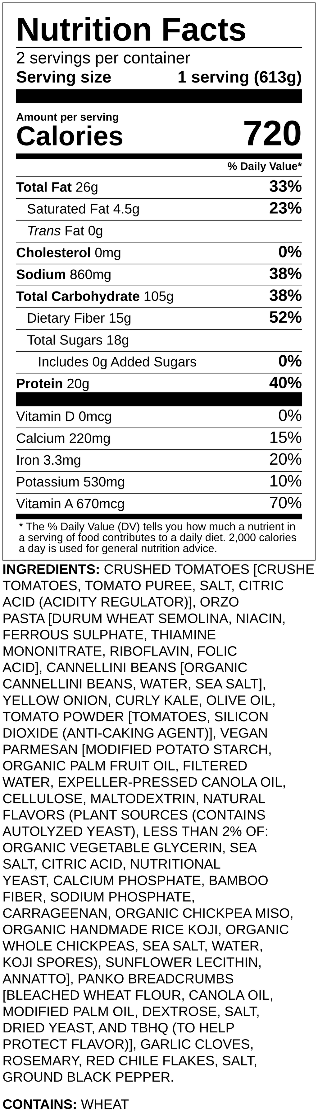 Nutrition label