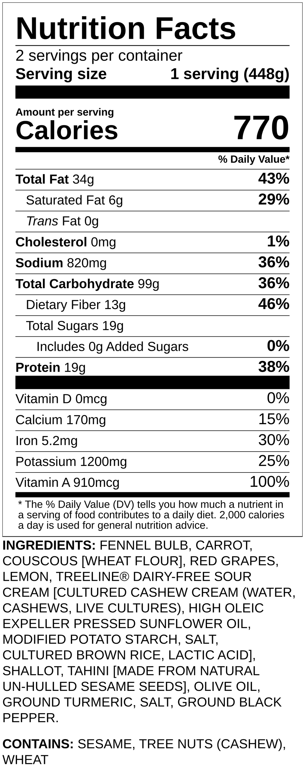Nutrition label