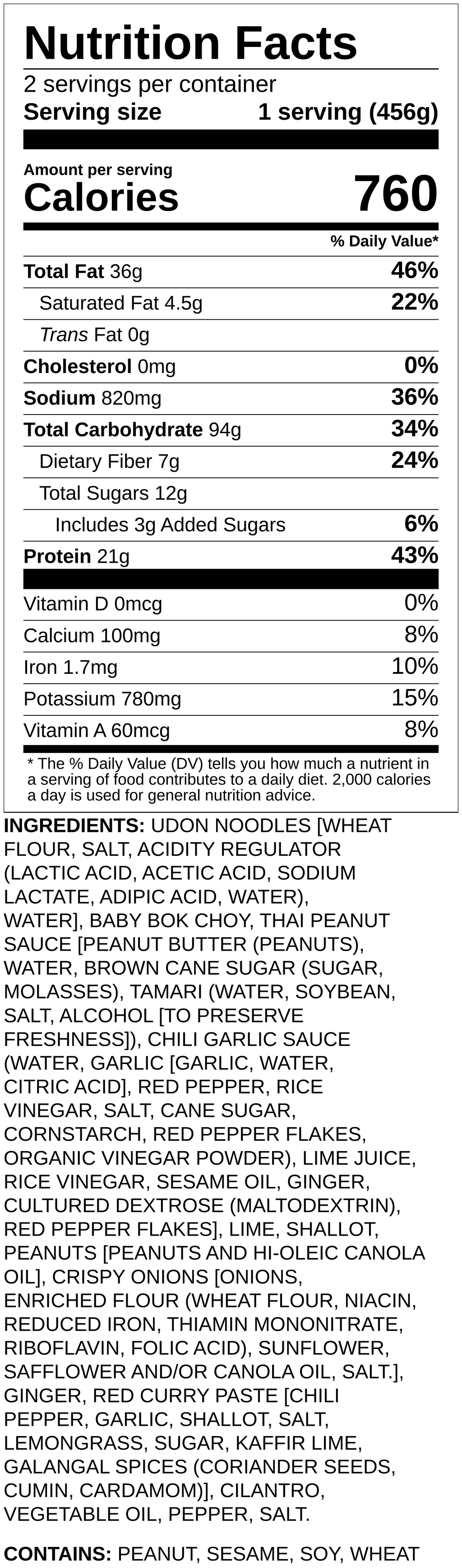 Nutrition label