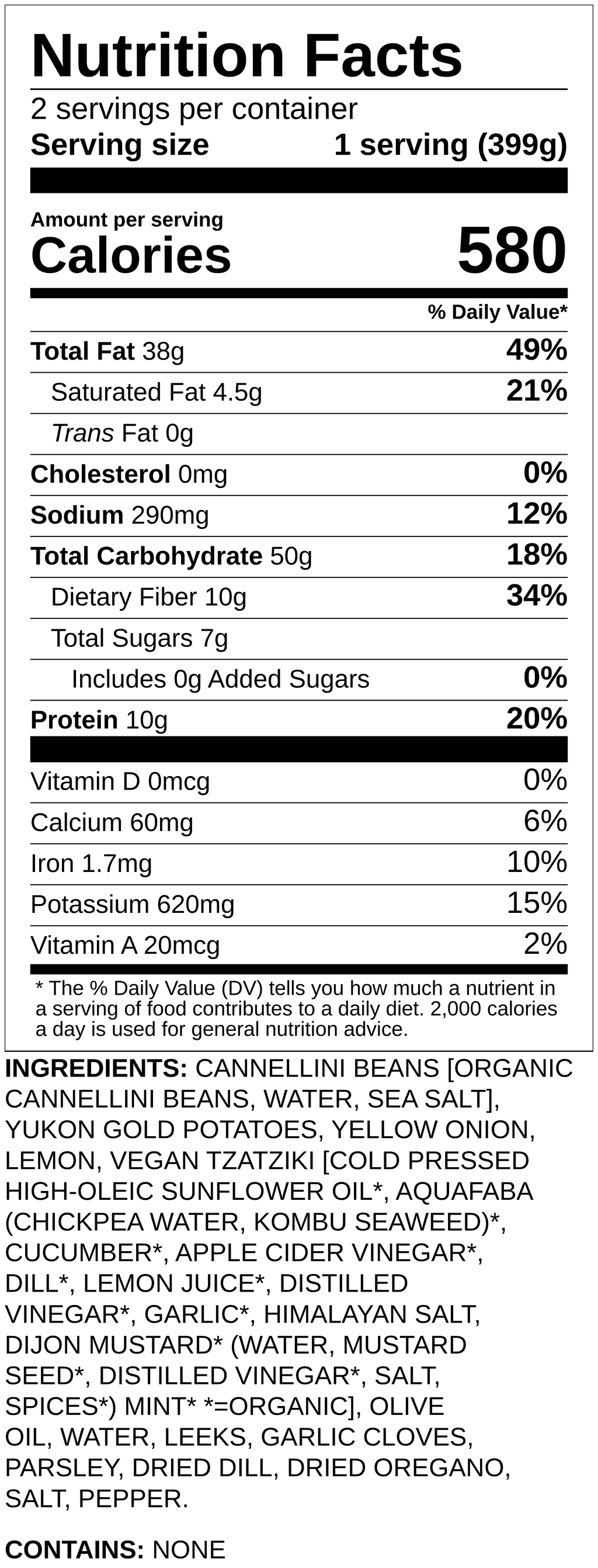 Nutrition label