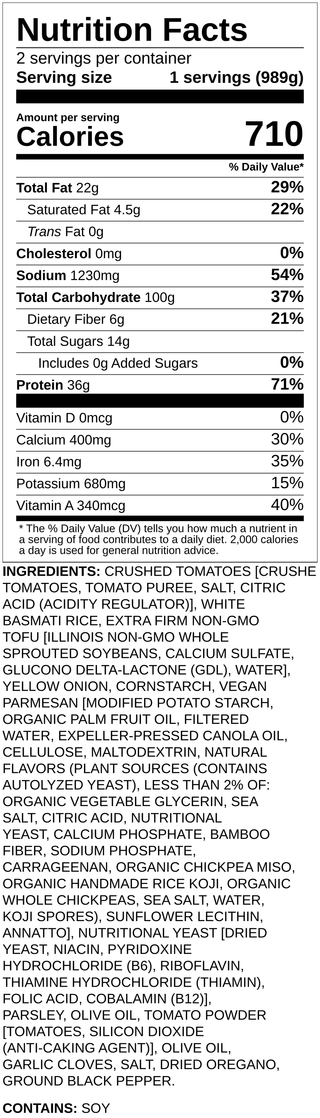 Nutrition label