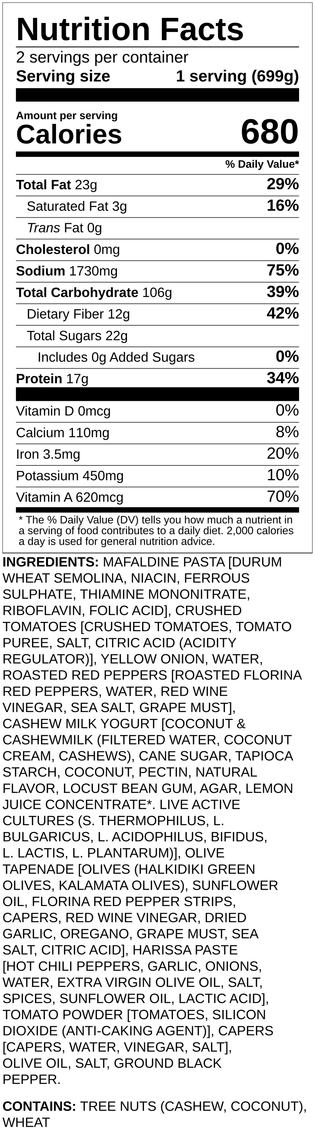 Nutrition label