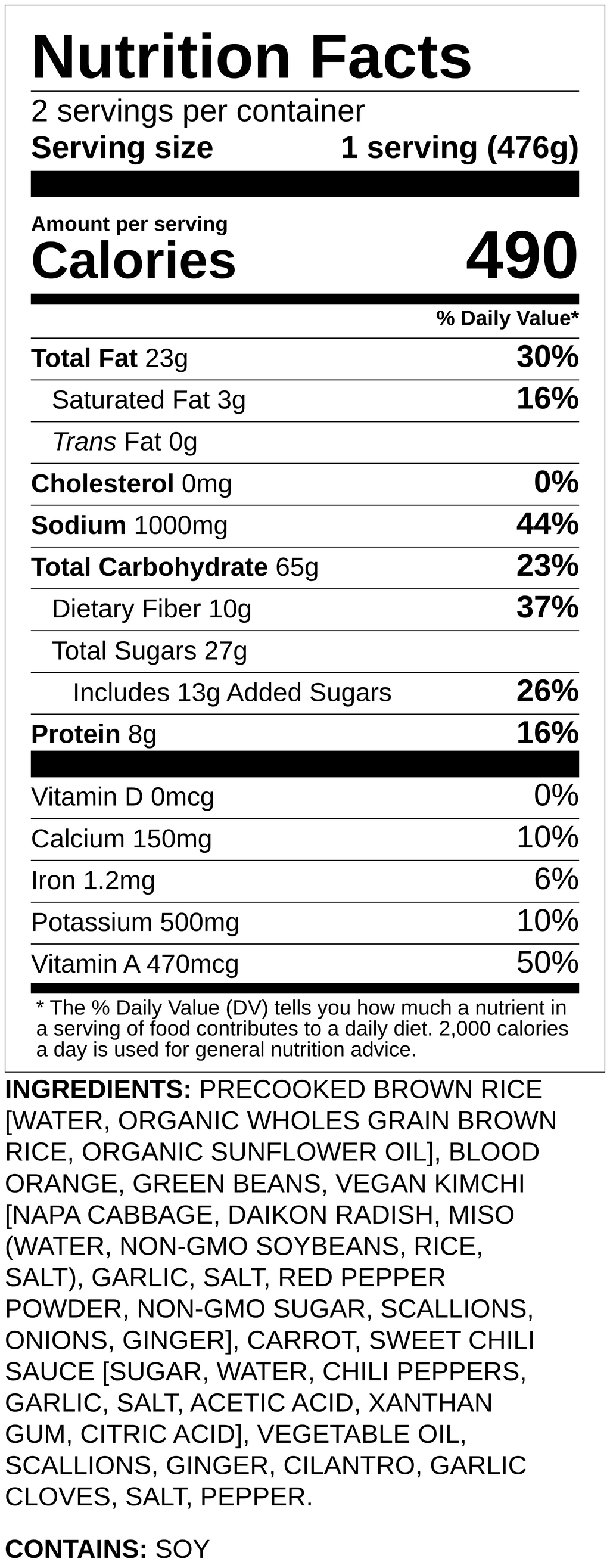 Nutrition label