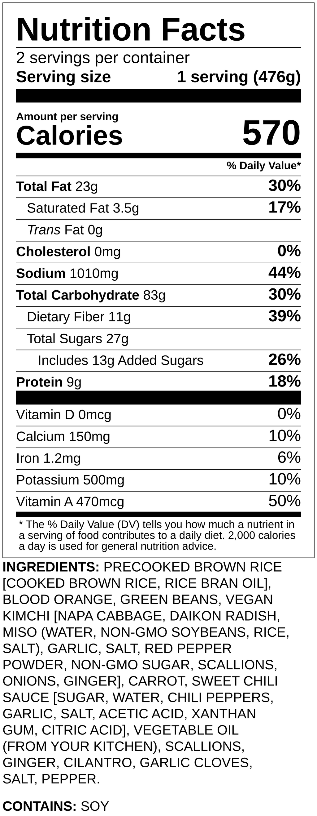 Nutrition label