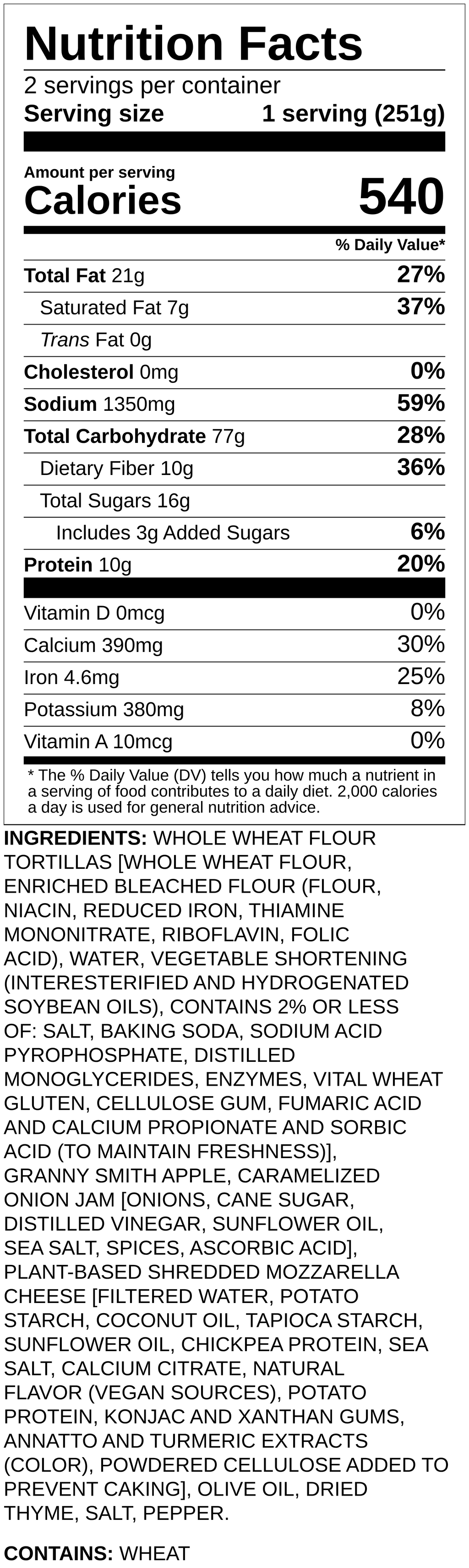 Nutrition label
