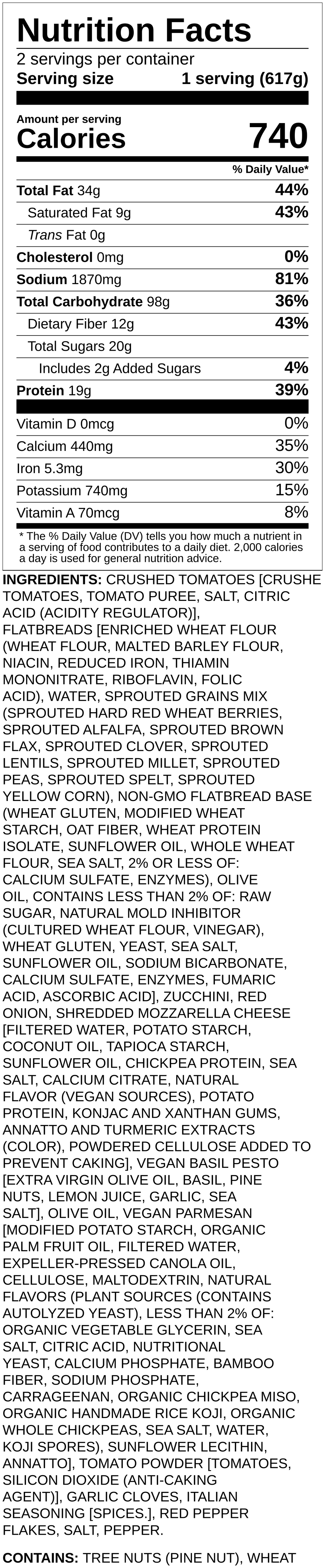 Nutrition label