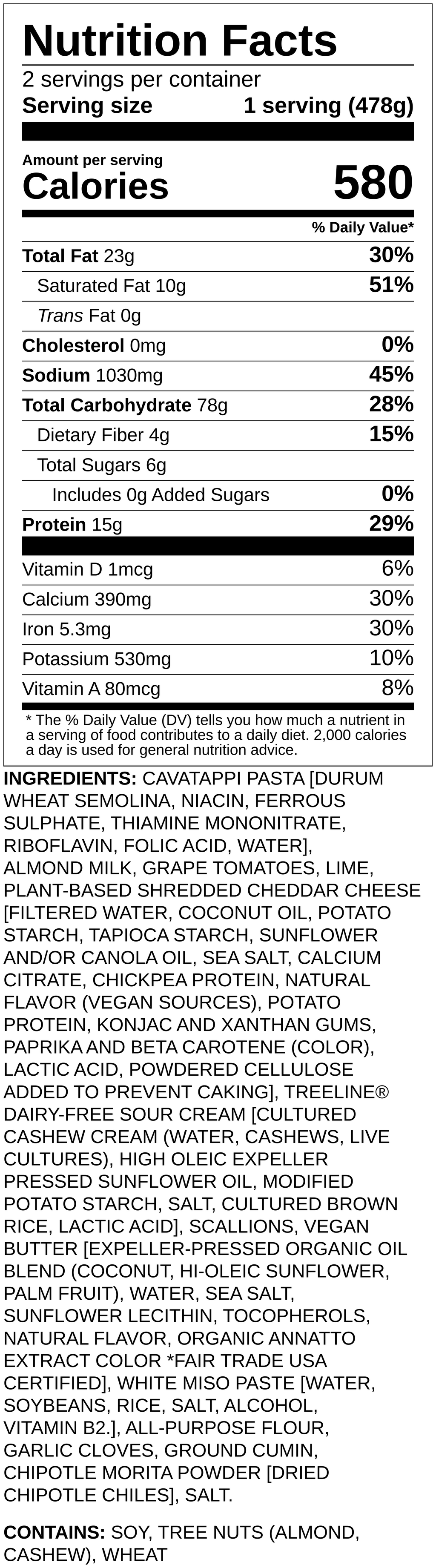 Nutrition label