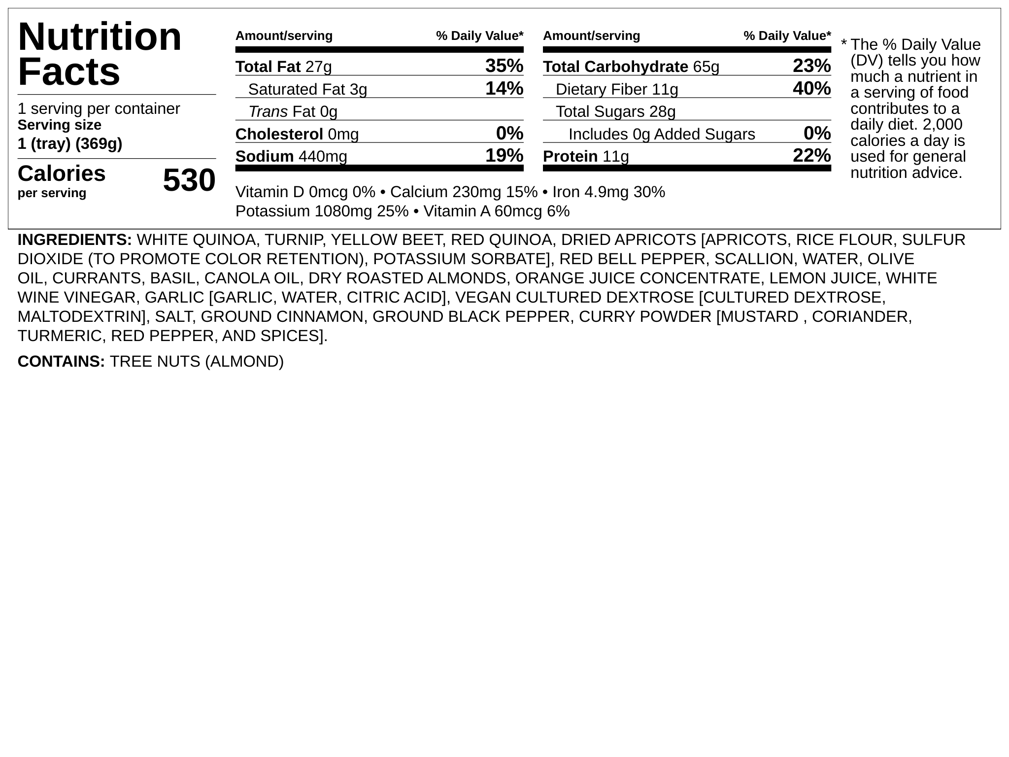 Nutrition label