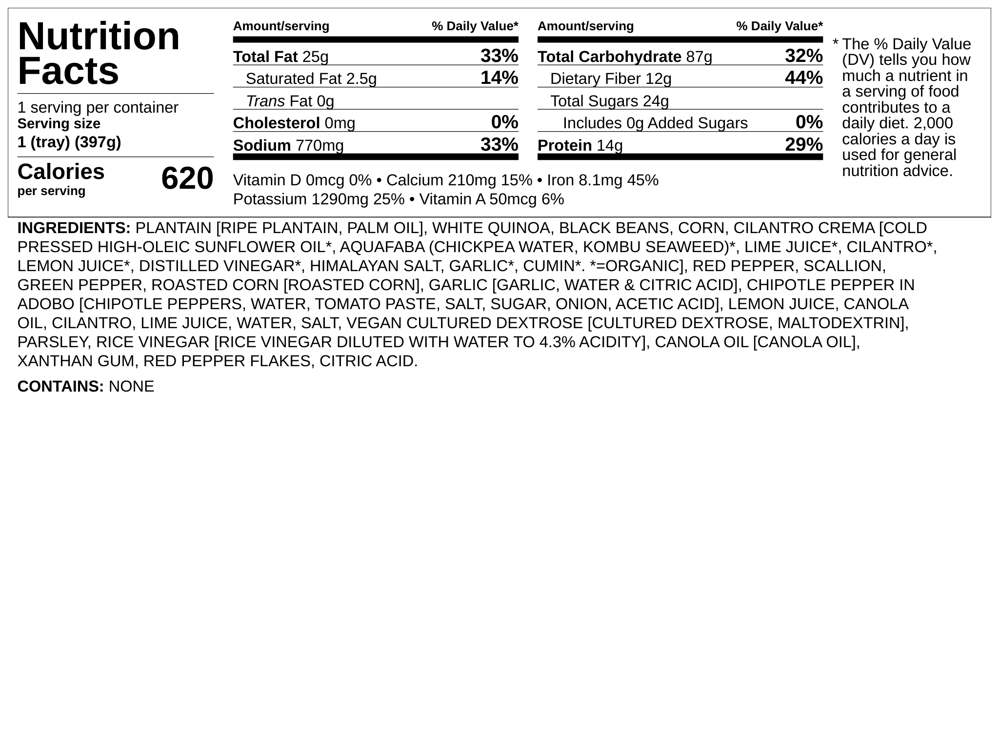Nutrition label