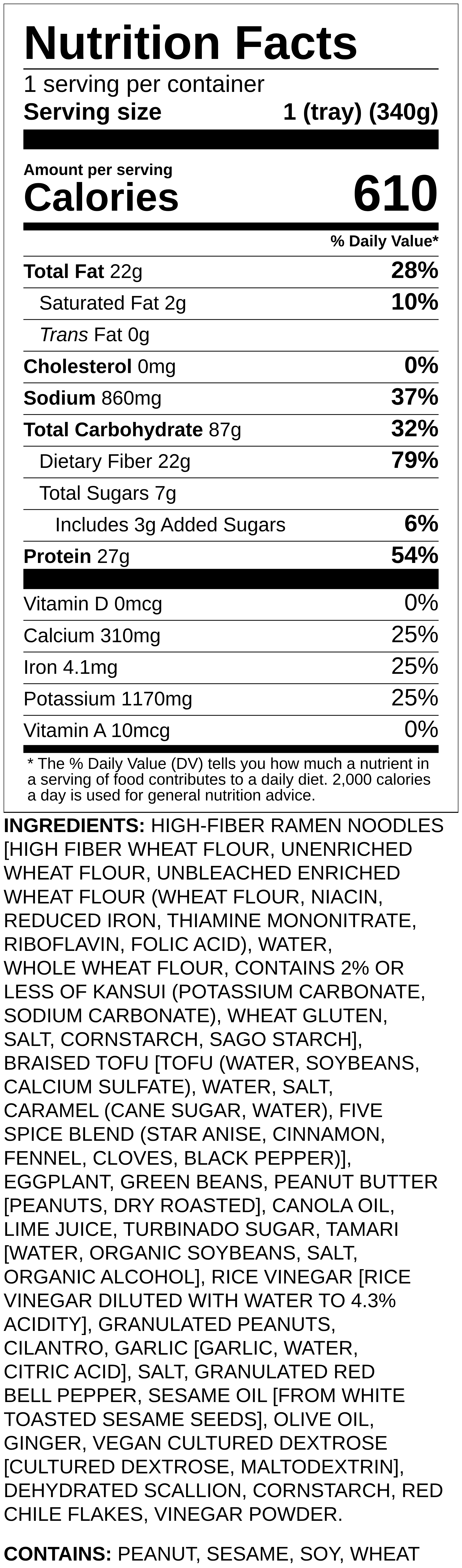 Nutrition label