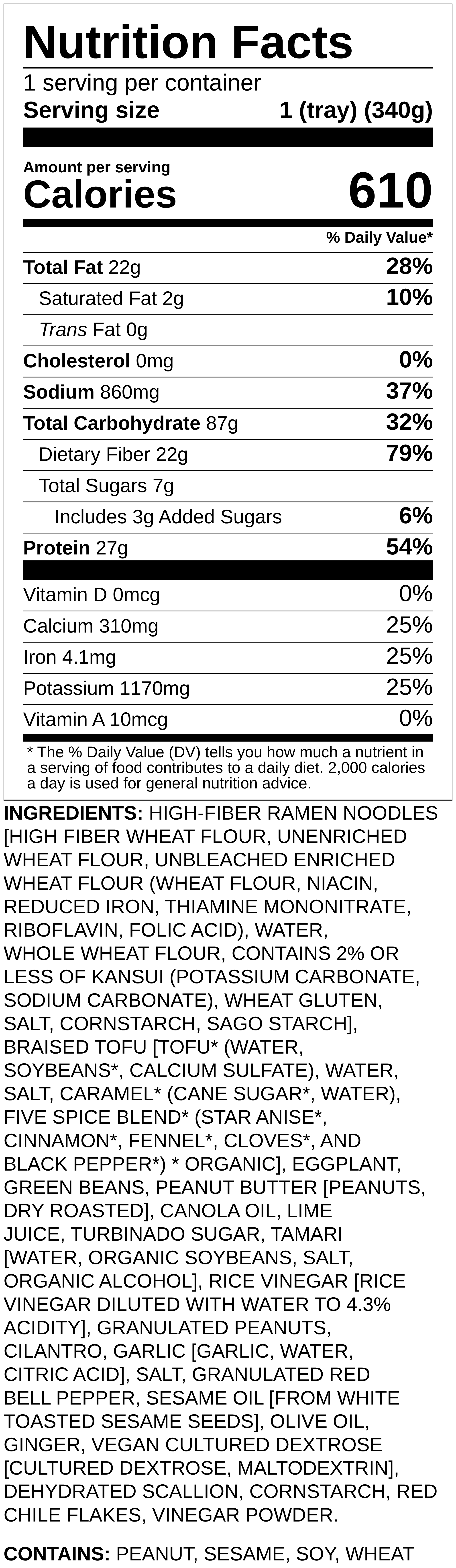 Nutrition label