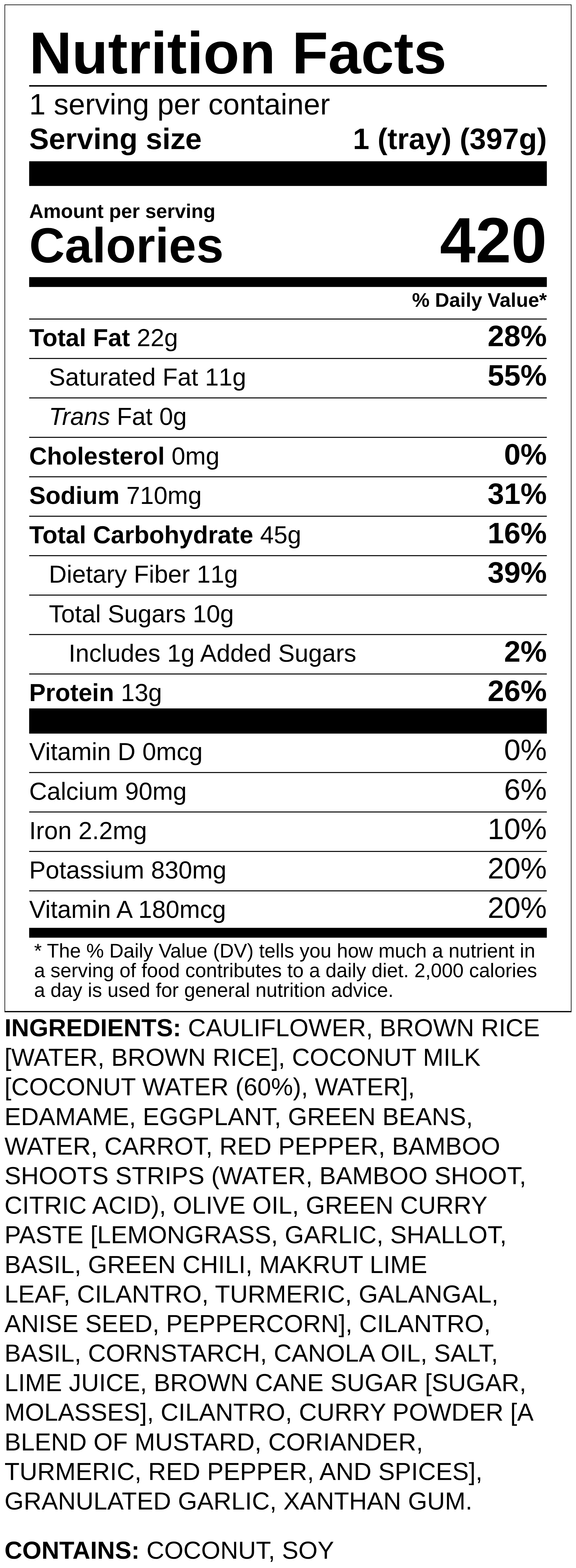 Nutrition label