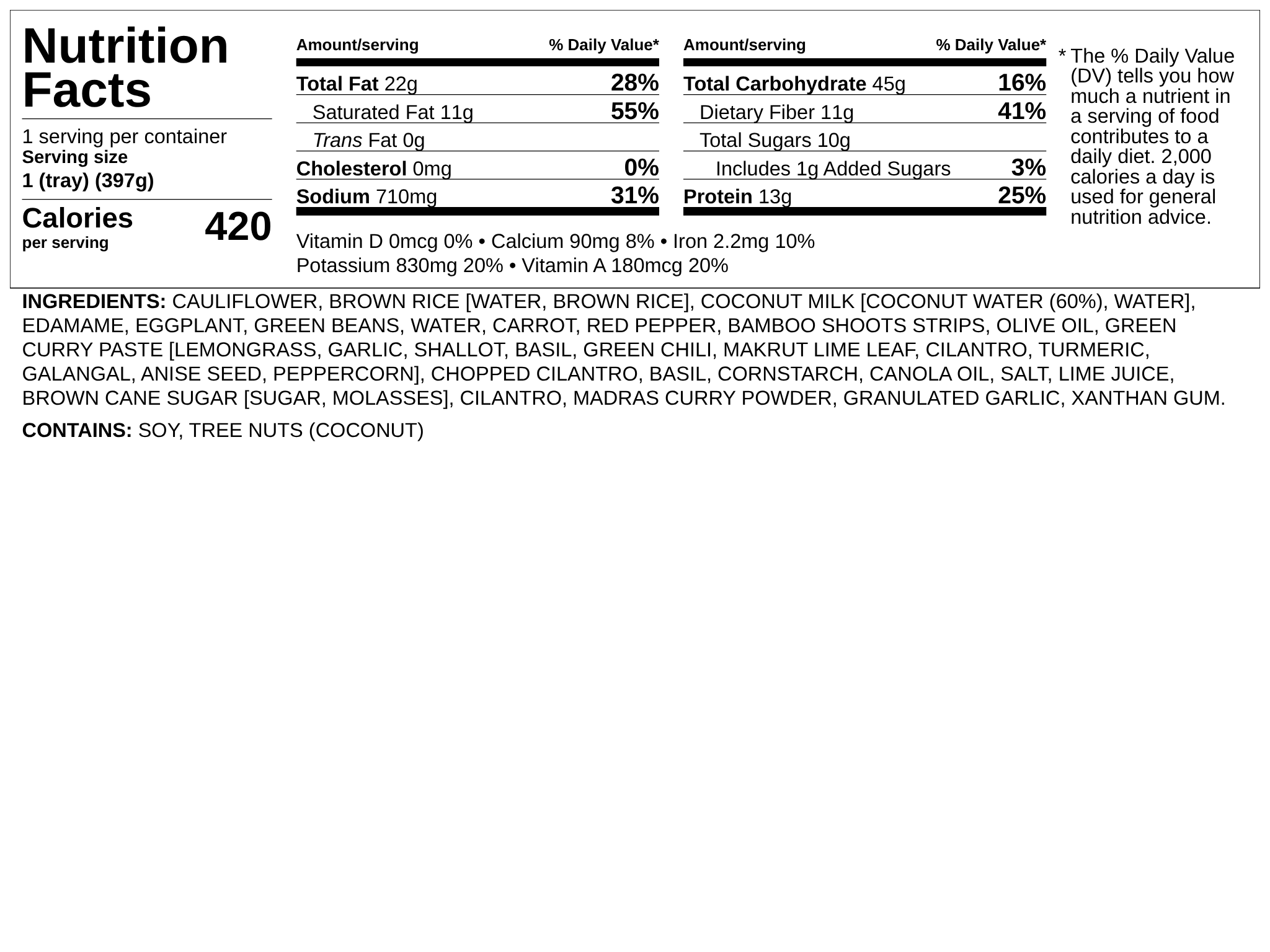 Nutrition label