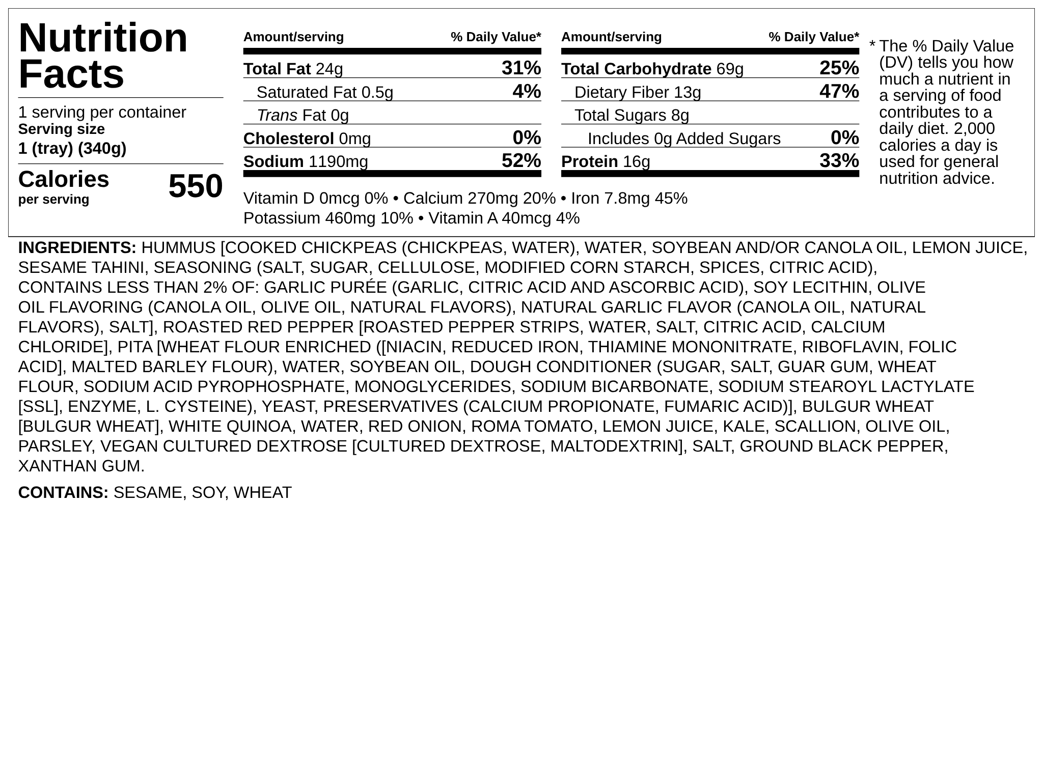 Nutrition label