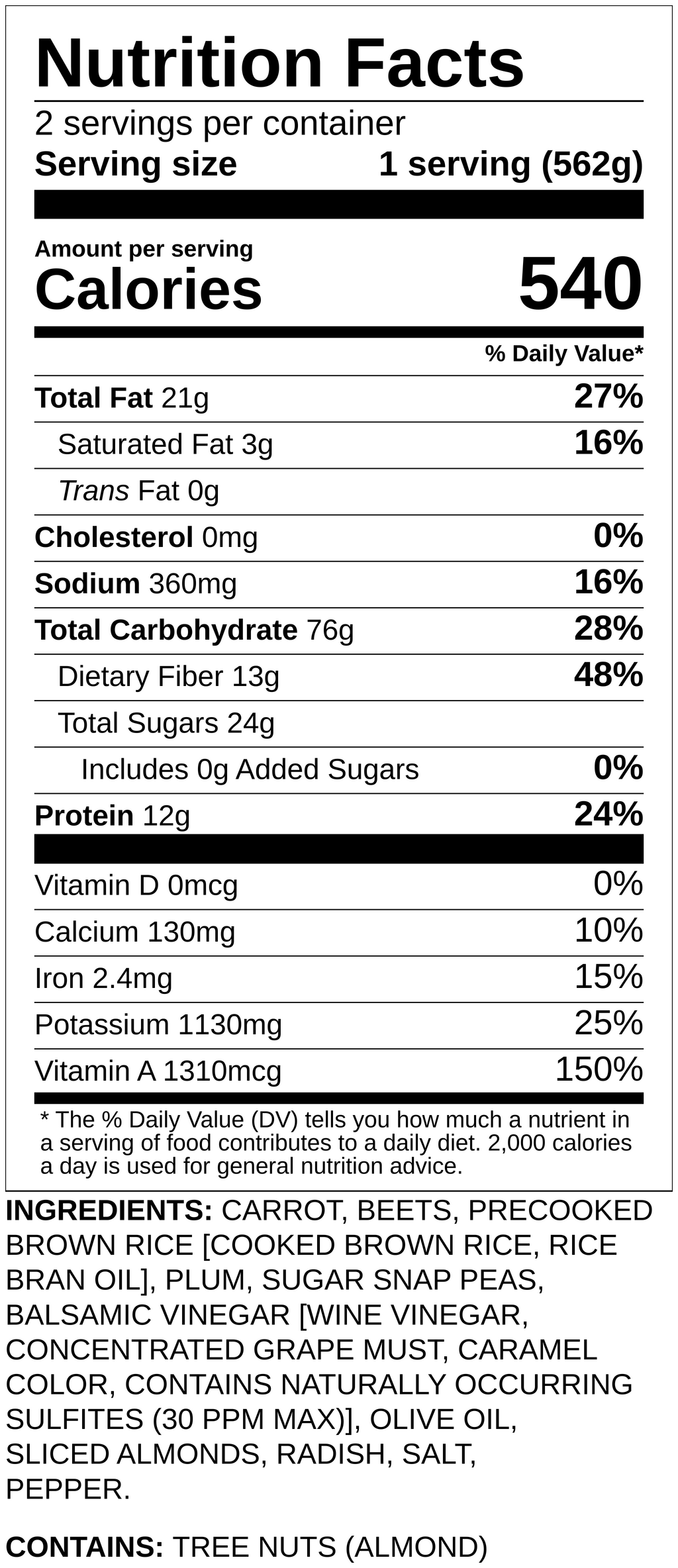 Nutrition label