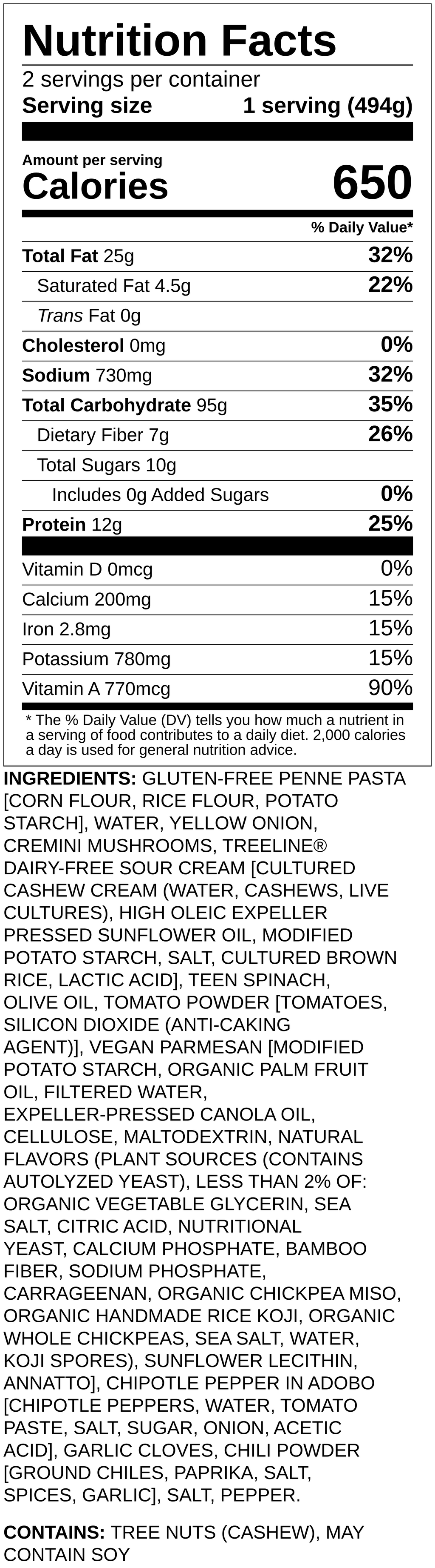 Nutrition label