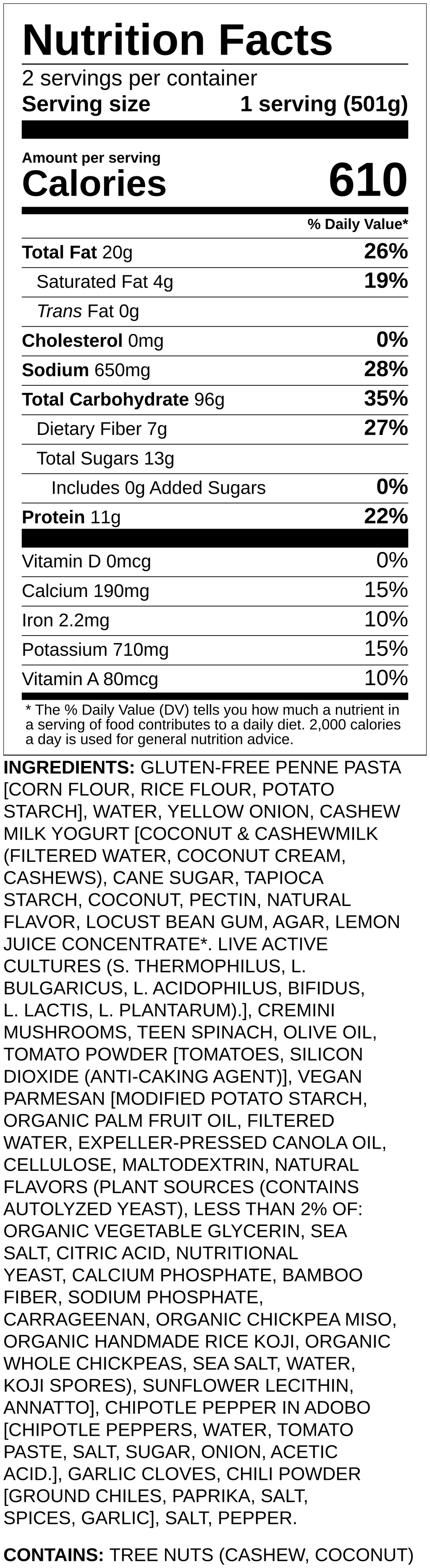 Nutrition label