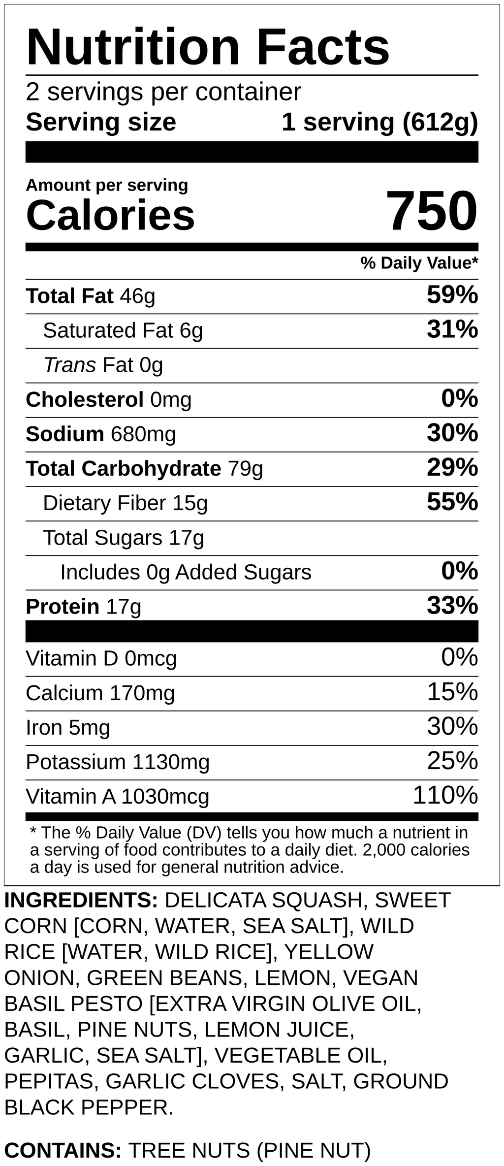 Nutrition label