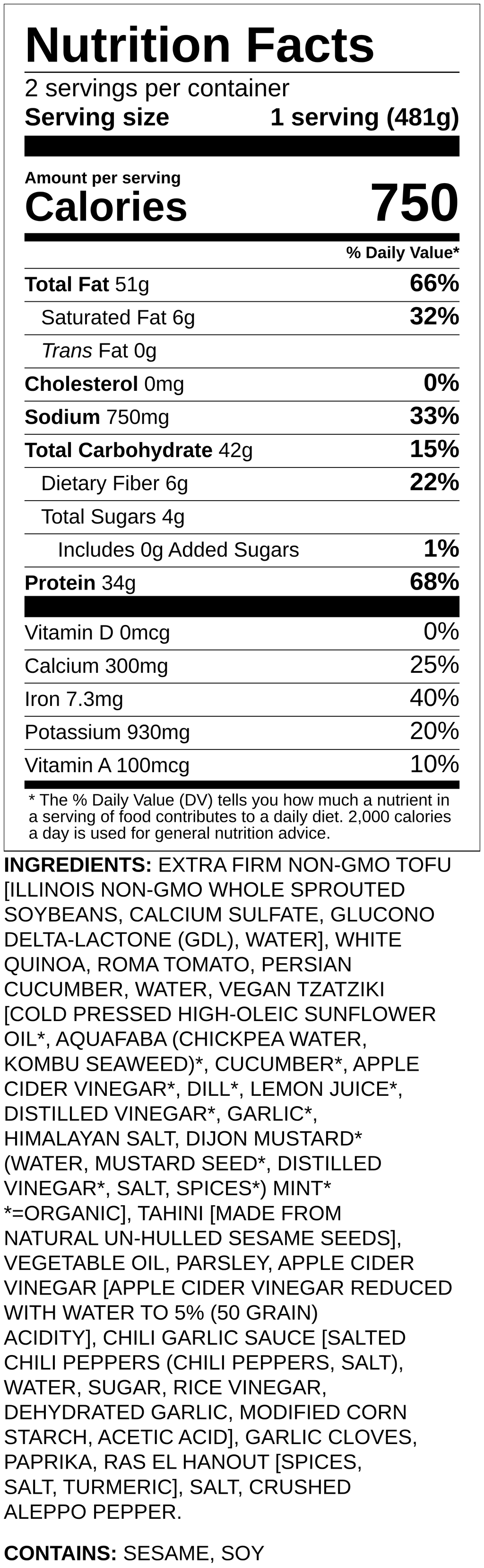 Nutrition label