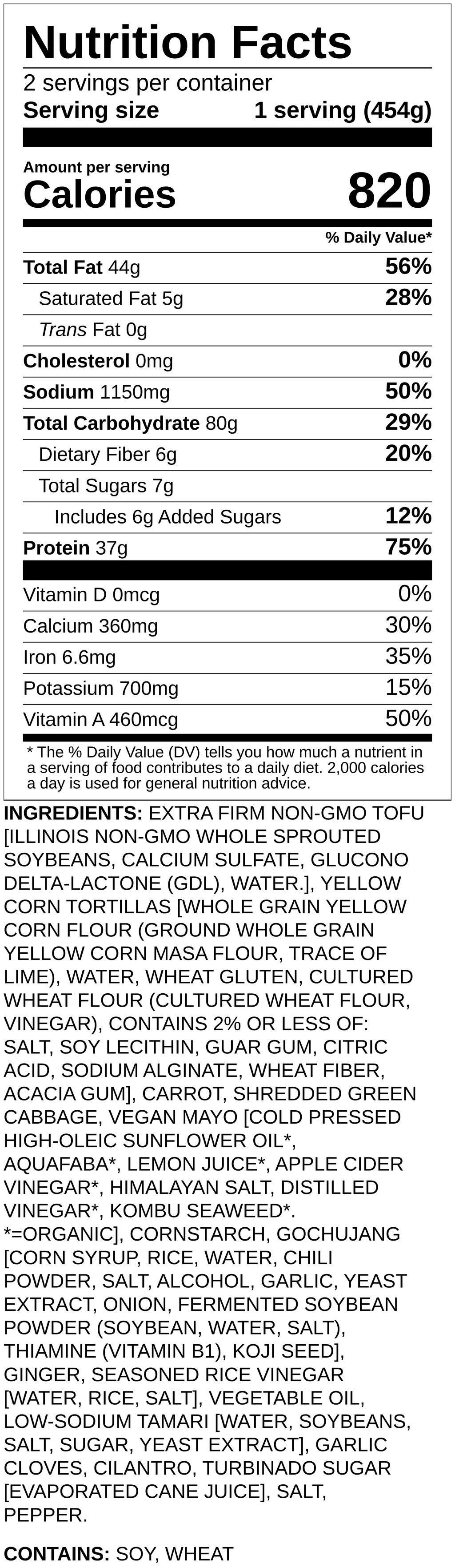 Nutrition label